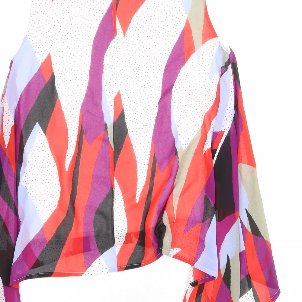 Marks and Spencer Womens Multicoloured Geometric Polyester Basic Tank Size 10 Round Neck