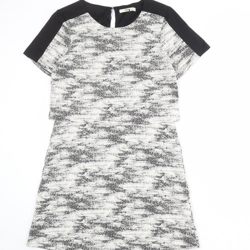 Oasis Womens Ivory Geometric Cotton Shift Size M Round Neck Pullover