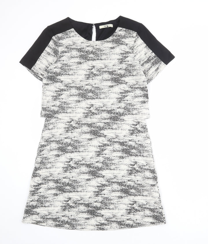 Oasis Womens Ivory Geometric Cotton Shift Size M Round Neck Pullover