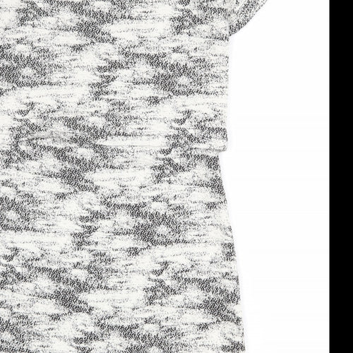 Oasis Womens Ivory Geometric Cotton Shift Size M Round Neck Pullover