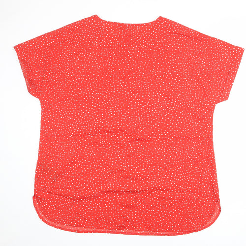 Capsule Womens Red Polka Dot Polyester Basic T-Shirt Size 20 Round Neck