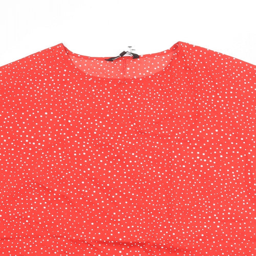Capsule Womens Red Polka Dot Polyester Basic T-Shirt Size 20 Round Neck