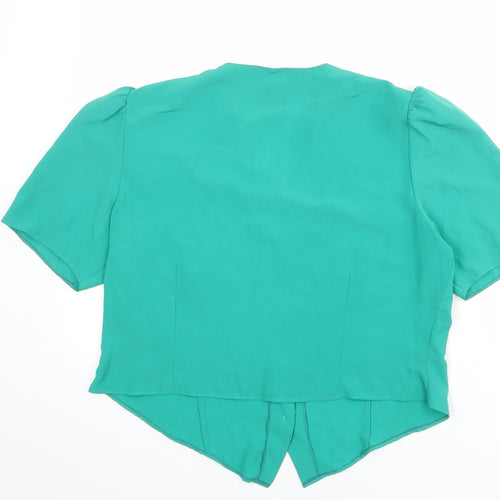 Your Sixth Sense Womens Green Polyester Basic Button-Up Size 16 V-Neck