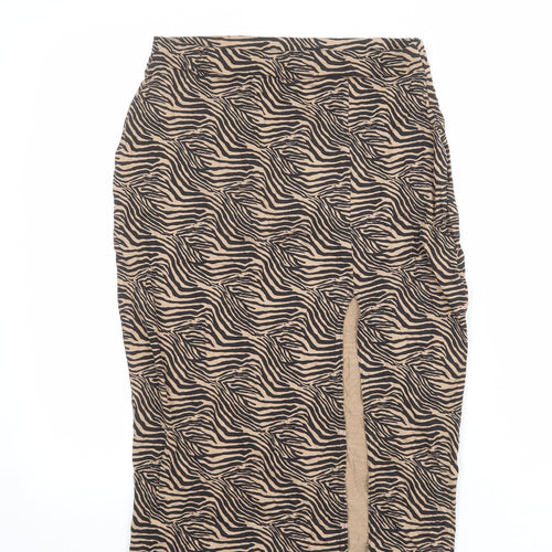 Missguided Womens Beige Animal Print Polyester Straight & Pencil Skirt Size 12 - Tiger pattern