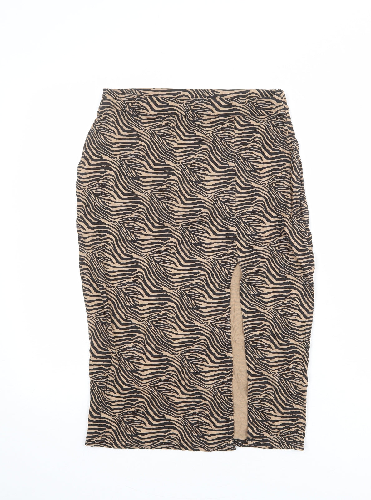 Missguided Womens Beige Animal Print Polyester Straight & Pencil Skirt Size 12 - Tiger pattern