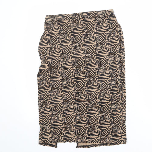 Missguided Womens Beige Animal Print Polyester Straight & Pencil Skirt Size 12 - Tiger pattern