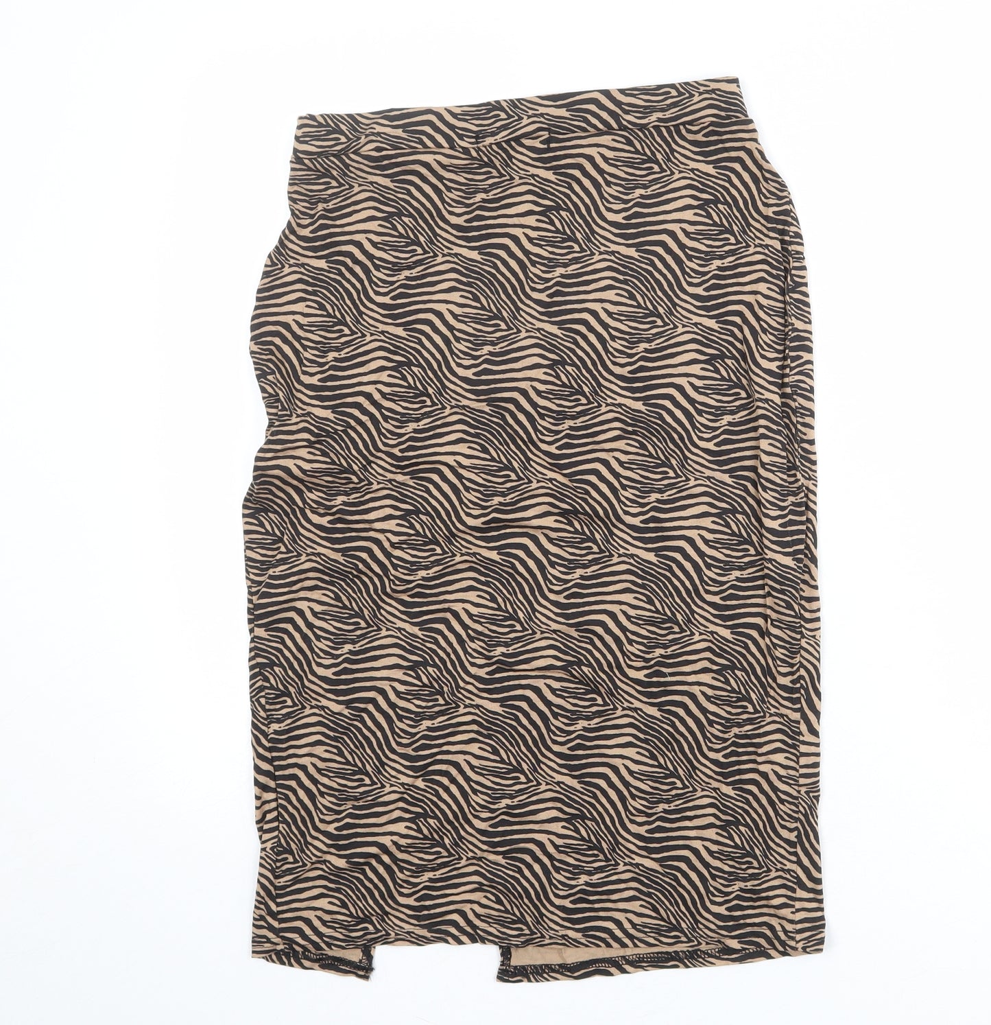 Missguided Womens Beige Animal Print Polyester Straight & Pencil Skirt Size 12 - Tiger pattern