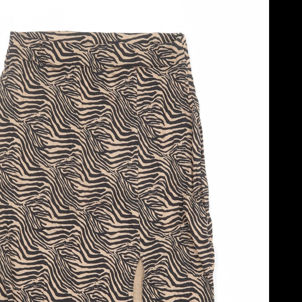 Missguided Womens Beige Animal Print Polyester Straight & Pencil Skirt Size 12 - Tiger pattern