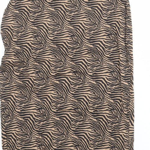 Missguided Womens Beige Animal Print Polyester Straight & Pencil Skirt Size 12 - Tiger pattern