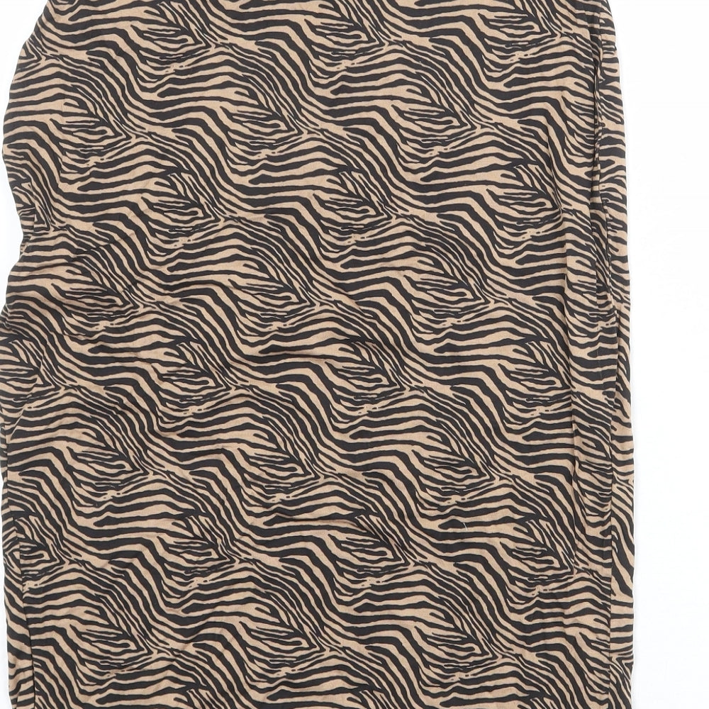 Missguided Womens Beige Animal Print Polyester Straight & Pencil Skirt Size 12 - Tiger pattern