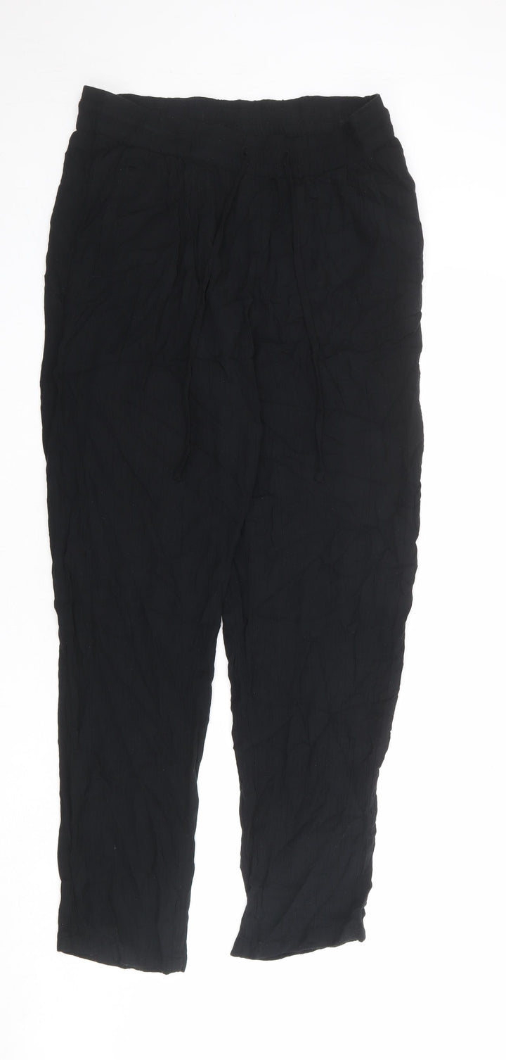 Marks and Spencer Womens Black Viscose Trousers Size 12 L30 in Regular