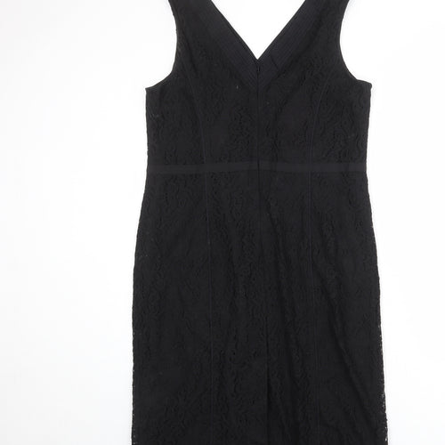 Berkertex Womens Black Cotton Shift Size 18 V-Neck Zip