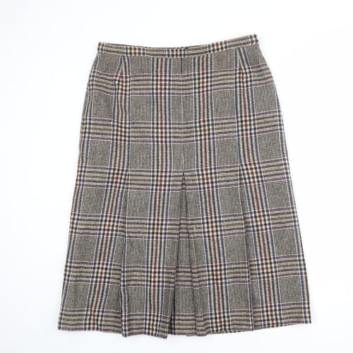 Peter James Womens Multicoloured Plaid Wool Pleated Skirt Size 18 Zip
