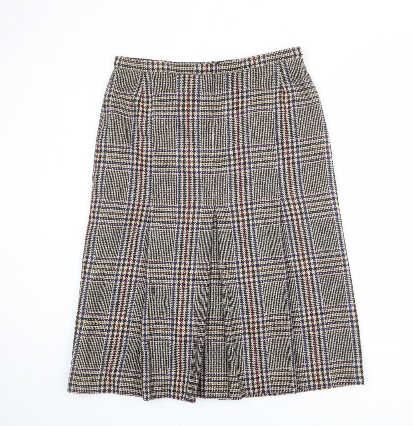 Peter James Womens Multicoloured Plaid Wool Pleated Skirt Size 18 Zip