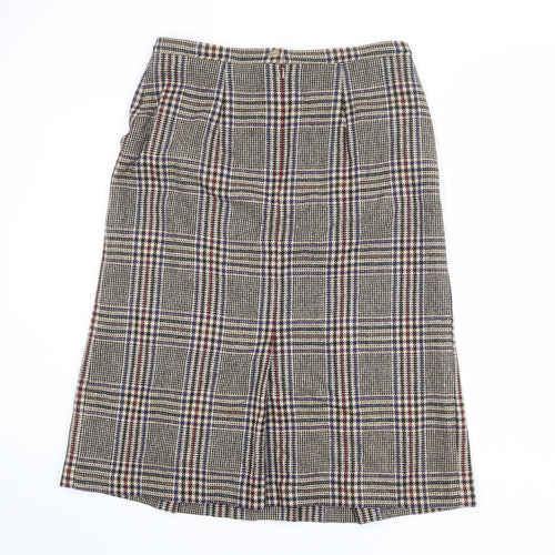 Peter James Womens Multicoloured Plaid Wool Pleated Skirt Size 18 Zip