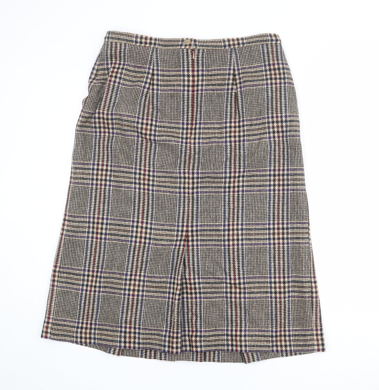 Peter James Womens Multicoloured Plaid Wool Pleated Skirt Size 18 Zip