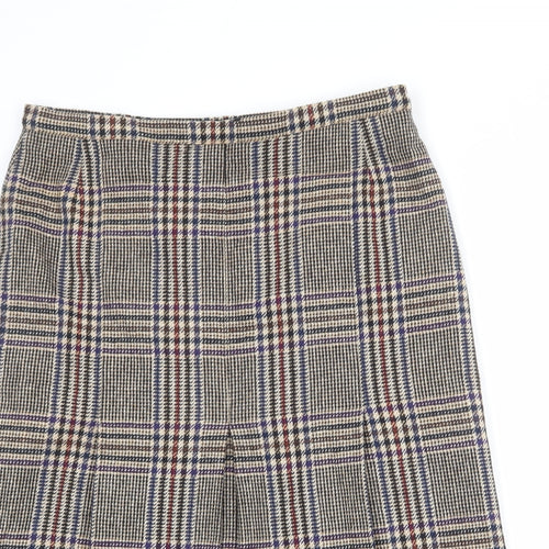 Peter James Womens Multicoloured Plaid Wool Pleated Skirt Size 18 Zip