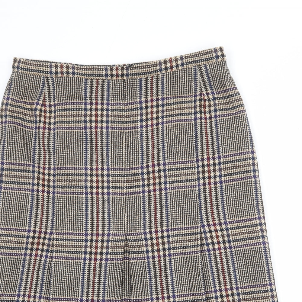 Peter James Womens Multicoloured Plaid Wool Pleated Skirt Size 18 Zip