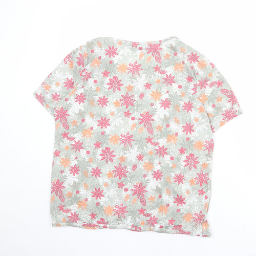 Bonmarché Womens Green Floral Polyester Basic Blouse Size 14 Round Neck
