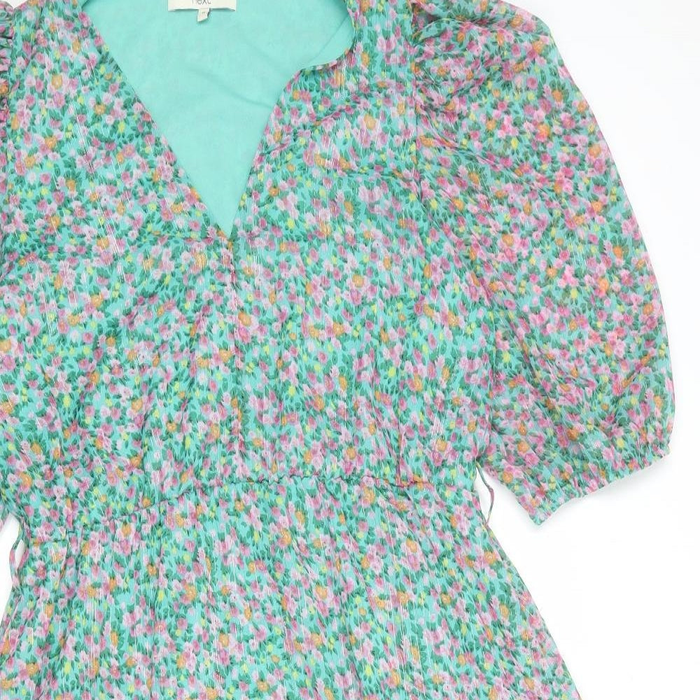 NEXT Womens Multicoloured Floral Polyester Trapeze & Swing Size 16 V-Neck Pullover