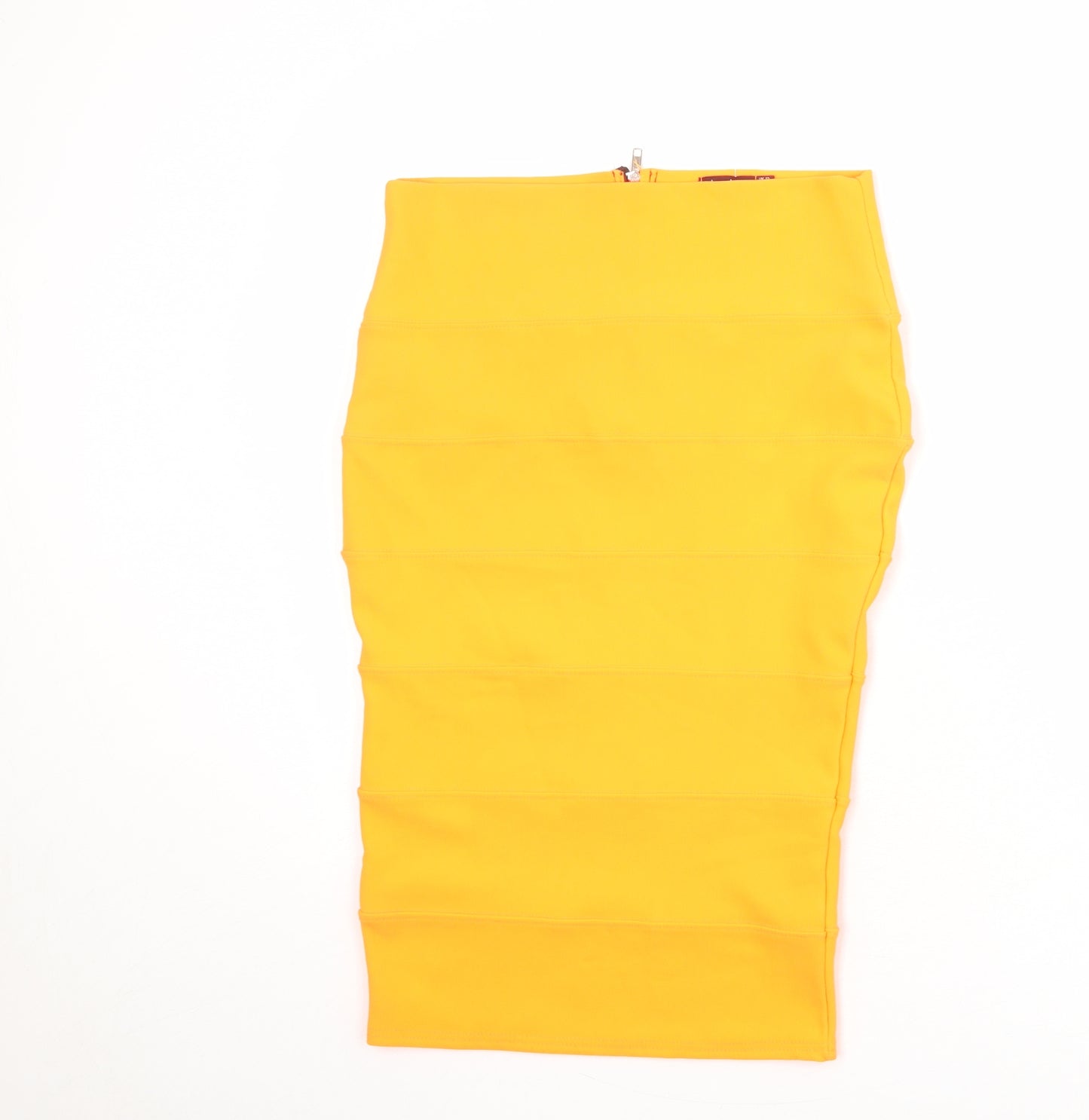 Boohoo Womens Orange Polyester Bandage Skirt Size 12 Zip