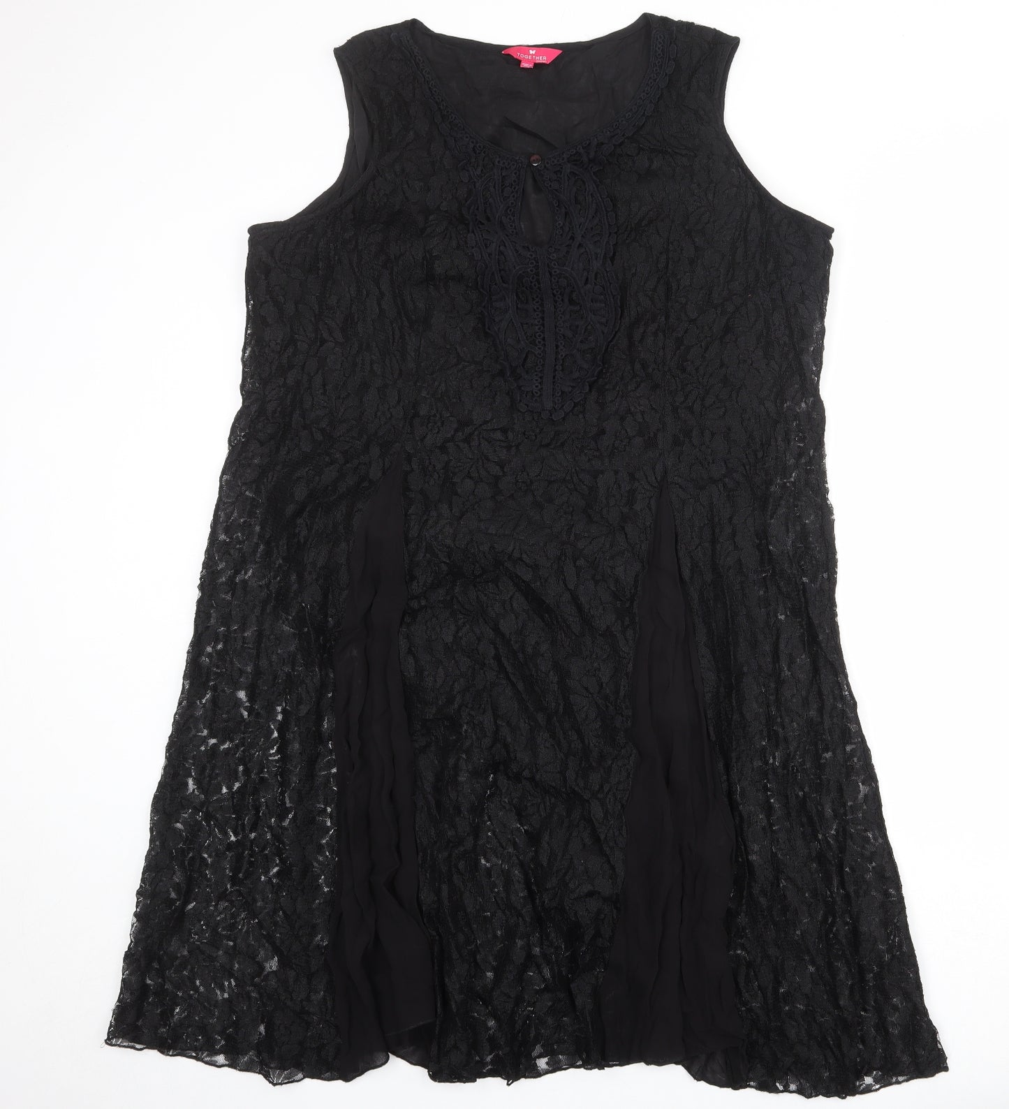 Together Womens Black Geometric Viscose Trapeze & Swing Size 20 Round Neck Pullover