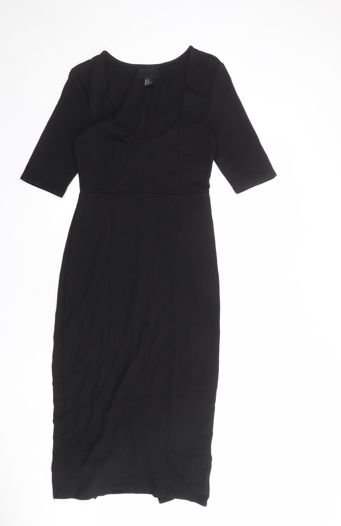 H&M Womens Black Viscose Shift Size 14 V-Neck Pullover