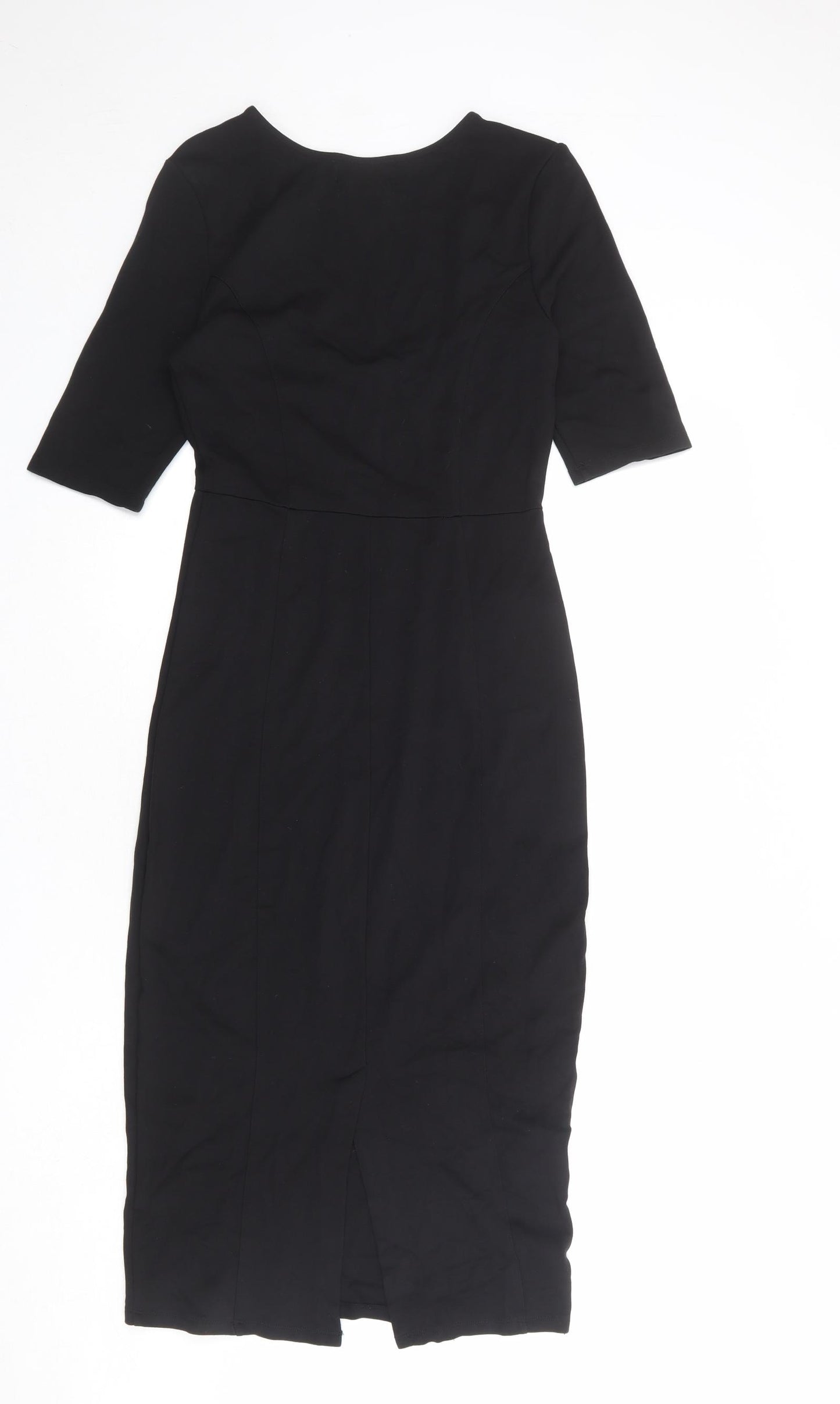 H&M Womens Black Viscose Shift Size 14 V-Neck Pullover