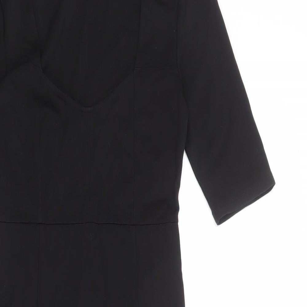 H&M Womens Black Viscose Shift Size 14 V-Neck Pullover