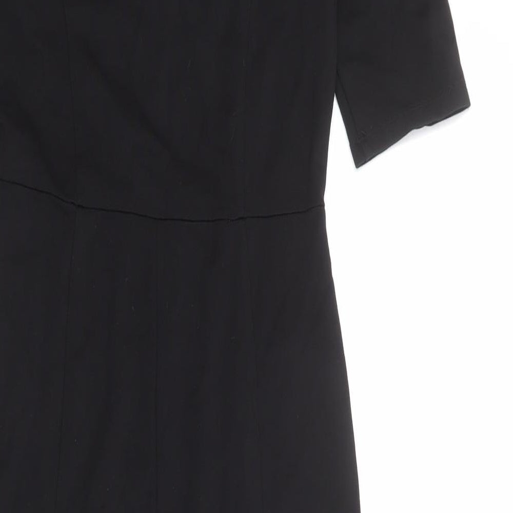 H&M Womens Black Viscose Shift Size 14 V-Neck Pullover