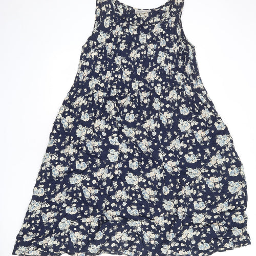 Sea Wall Womens Blue Floral Polyester Tank Dress Size M Round Neck Pullover