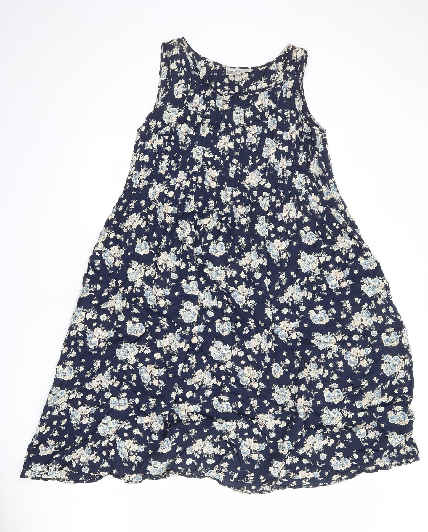 Sea Wall Womens Blue Floral Polyester Tank Dress Size M Round Neck Pullover