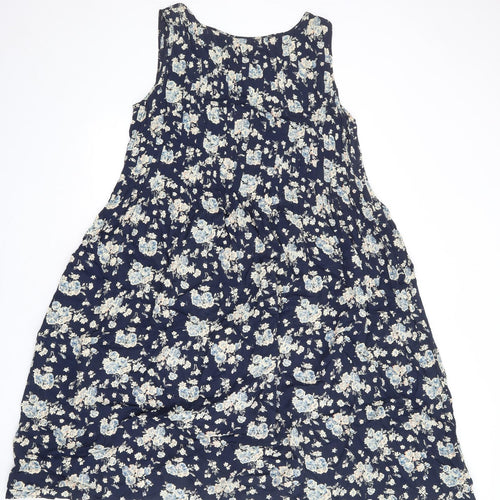 Sea Wall Womens Blue Floral Polyester Tank Dress Size M Round Neck Pullover