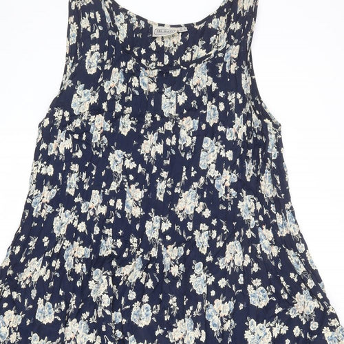 Sea Wall Womens Blue Floral Polyester Tank Dress Size M Round Neck Pullover