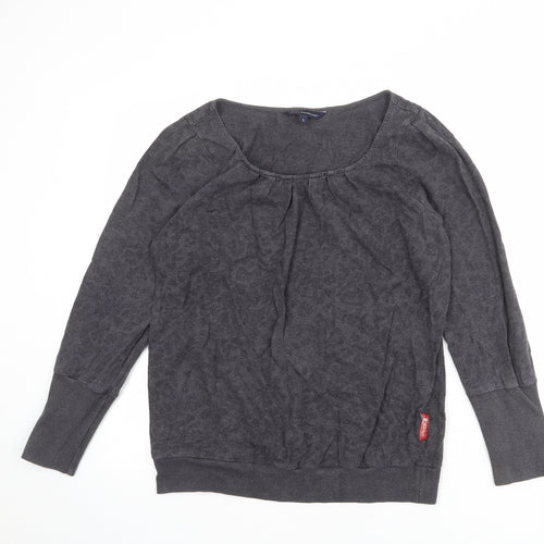 French Connection Womens Grey Animal Print Cotton Pullover Sweatshirt Size L Pullover - Leopard pattern