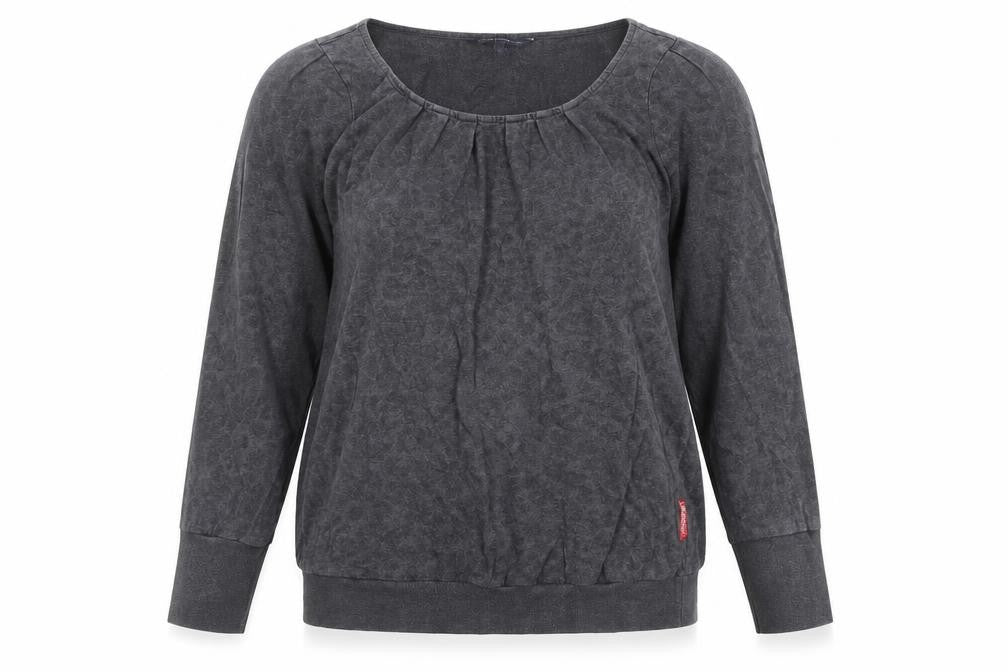 Front view of French Connection women’s grey animal print cotton pullover sweatshirt, size L, pullover - leopard pattern