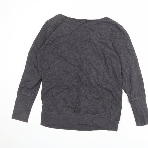 French Connection Womens Grey Animal Print Cotton Pullover Sweatshirt Size L Pullover - Leopard pattern
