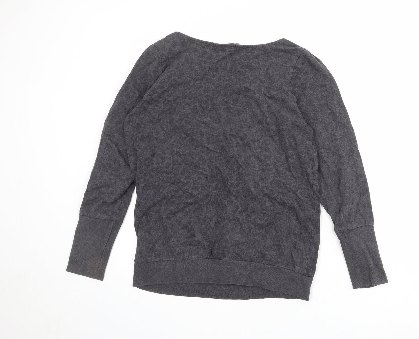 French Connection Womens Grey Animal Print Cotton Pullover Sweatshirt Size L Pullover - Leopard pattern