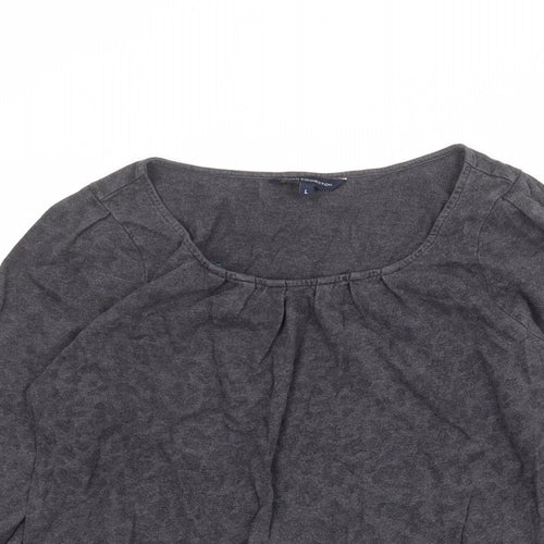 French Connection Womens Grey Animal Print Cotton Pullover Sweatshirt Size L Pullover - Leopard pattern