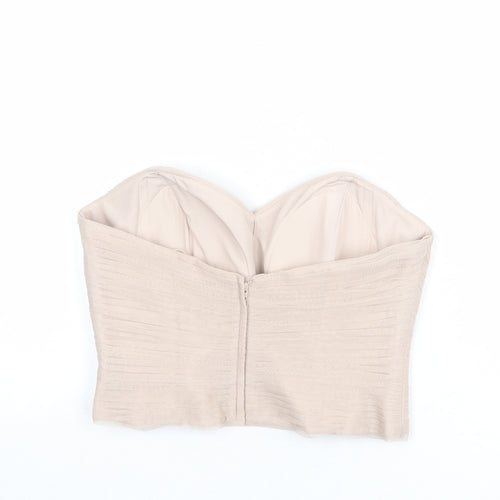 Watters Womens Beige Polyester Cropped Blouse Size 10 Sweetheart - Corset Style
