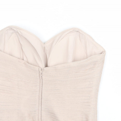 Watters Womens Beige Polyester Cropped Blouse Size 10 Sweetheart - Corset Style