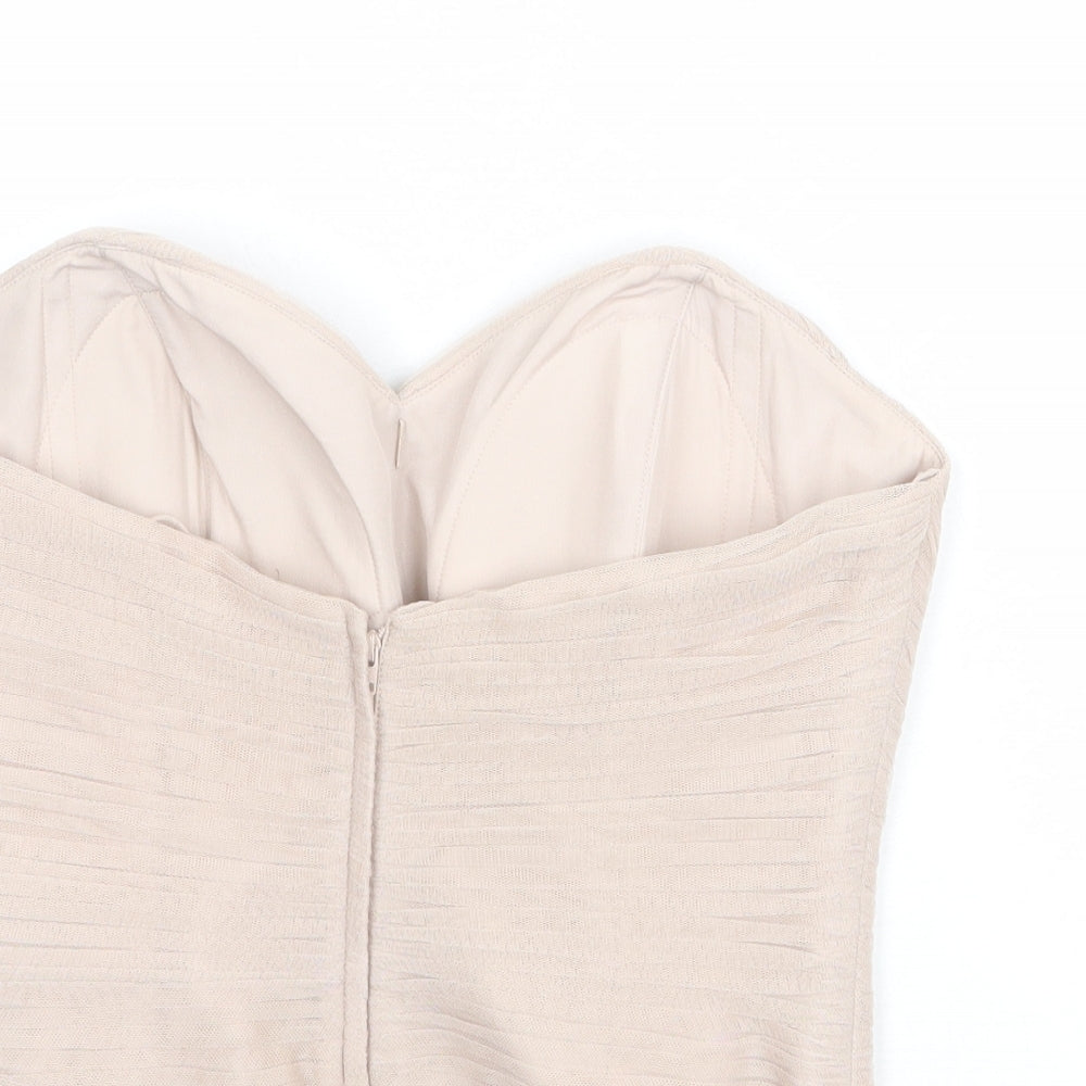 Watters Womens Beige Polyester Cropped Blouse Size 10 Sweetheart - Corset Style