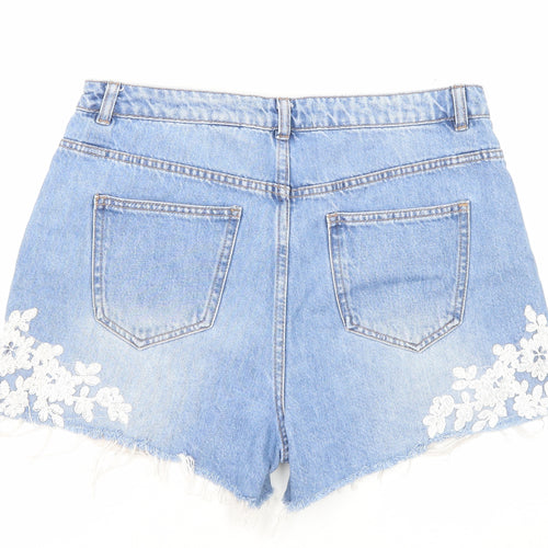 NEXT Womens Blue Cotton Cut-Off Shorts Size 12 L3 in Regular Zip