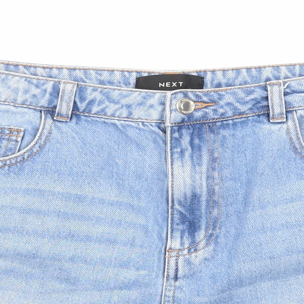 NEXT Womens Blue Cotton Cut-Off Shorts Size 12 L3 in Regular Zip