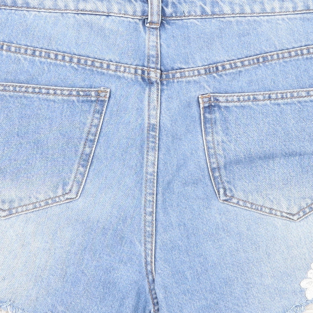 NEXT Womens Blue Cotton Cut-Off Shorts Size 12 L3 in Regular Zip