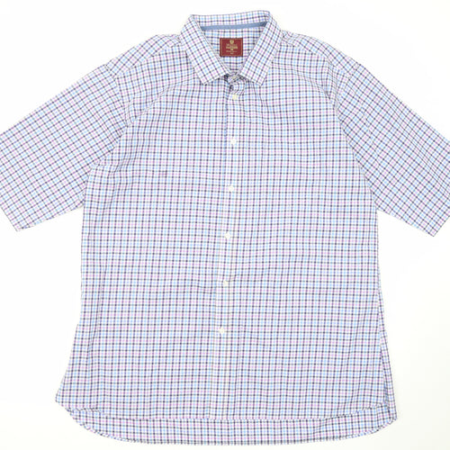 Skopes Mens Multicoloured Check Cotton Button-Up Size 3XL Collared Button