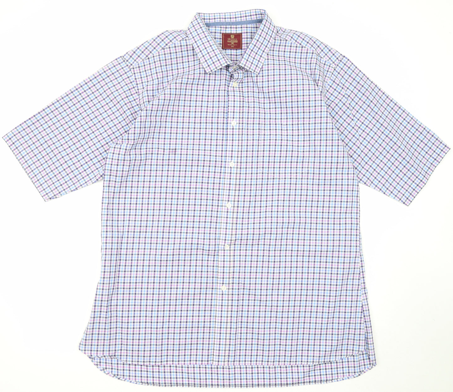 Skopes Mens Multicoloured Check Cotton Button-Up Size 3XL Collared Button