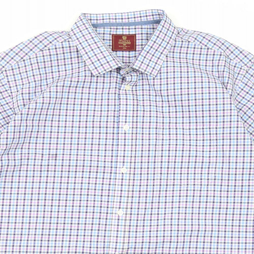 Skopes Mens Multicoloured Check Cotton Button-Up Size 3XL Collared Button