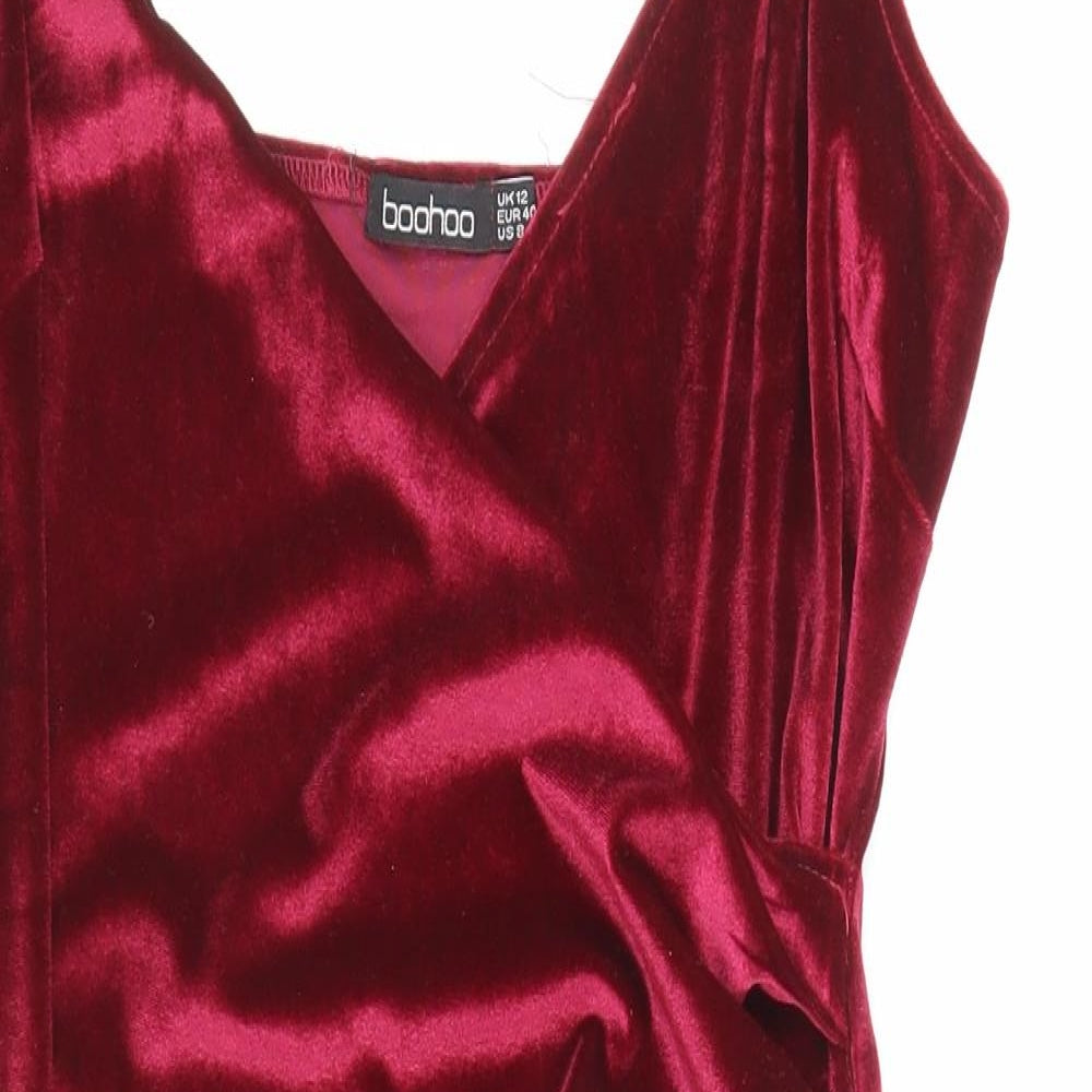 Boohoo Womens Purple Polyester Tank Dress Size 12 V-Neck Pullover