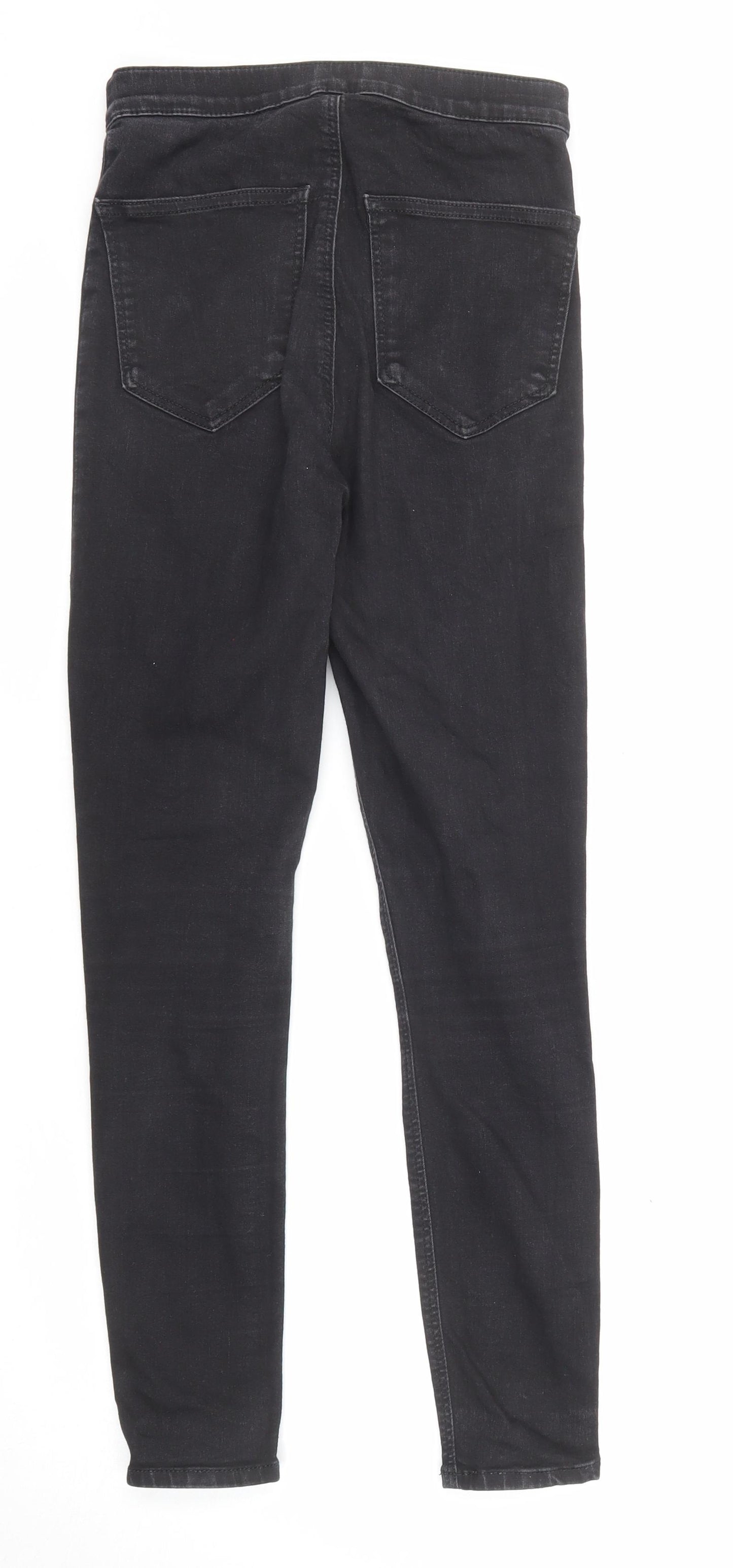 Topshop Womens Black Cotton Skinny Jeans Size 28 in L30 in Regular Button
